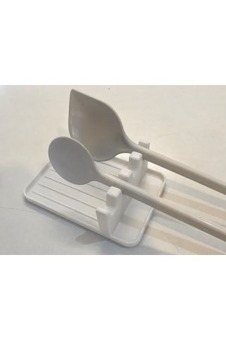 3d Baskı Çoklu Kaşık Ve Kepçe Dinlendirme Standı Damlama Tepsili Mutfak Düzenleyici Beyaz