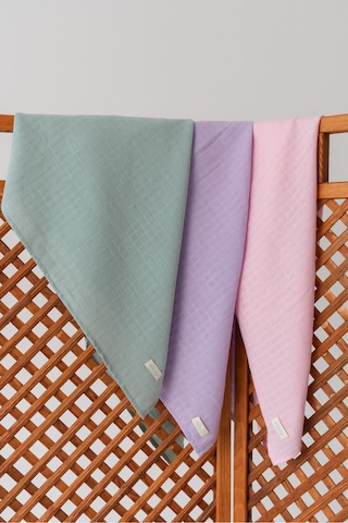 3'lü Organik Pamuk Müslin Örtü Seti Kız Bebek Pudra, Lavanta, Nil 3 Adet 75x85 CM Pudra - Lavanta Ve Nil