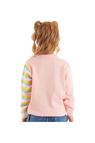 Denokids Unicorn Kız Çocuk Pembe Triko Kazak Çok Renkli