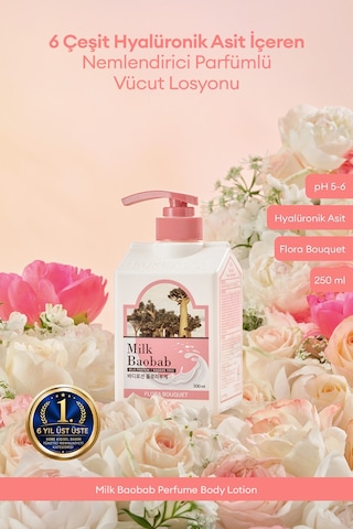 6hyalüronikasitle Nemlendiren Parfümlü Vücut Losyonu Mılk Baobab Perfume Body Lotion Flora Bouquet