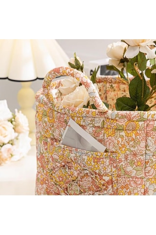 Boho Kumaş Depolama Sepeti, Oturma Odası İçin Kolay Taşıma Kulpları İle Katlanabilir Çamaşır Sepeti, Giysi Oyuncakları D 1