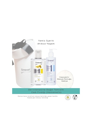 Sirenol Natural Cadı Fındığı Tonik 300 ML + Makyaj Temizleme Pamuğu + Yüz Temizleme Köpüğü 250 ML
