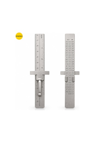 Paslanmaz Çelik Sürgülü Klipsli Cep Cetveli 15 Cm Çift Taraflı Hassas Metal Cetvel