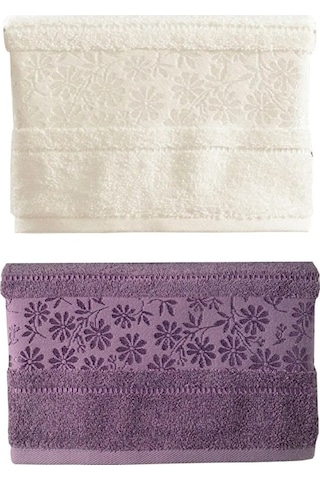 Özdilek 2 Adet Pamuklu El-yüz Havlusu 50x80 -blossom Krem+mürdüm