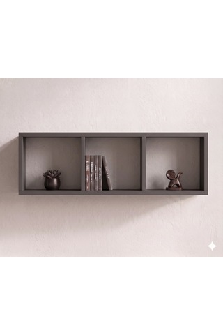 Vira Box Duvar Rafı 90 Cm Dekoratif Kitaplık Ve Duvar Rafı Antrasit