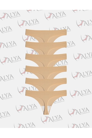 Alya Underwear Lazer Kesim Dikişsiz Tanga Külot, Seamless String 6'lı Paket Ten