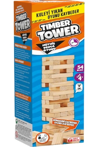 Timber Tower Denge Jenga 54 Parça Ahşap Denge Kule Oyunu