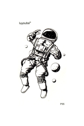 3d Astronot Uzay Gerçekçi 3 Boyutlu Tattoo Kol Bilek Omuz Sırt Dövmesi