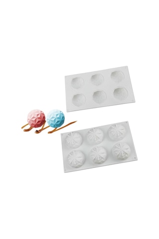 Soulader 6'lı Silikon Kalıp Seti Elmas Şekilli Cupcake Pasta Kek Çikolata Yapımı Beyaz