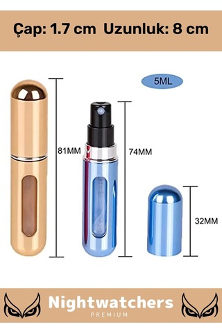 Özel Parfüm Şişesinden Doldurulabilir Taşınabilir Çanta İçi Mini Cep Parfüm Şişesi 5 Ml X 2 Adet