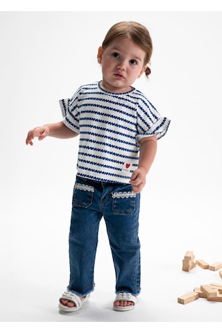 Kız Bebek Kalp Baskılı Tişört Beyaz 1082 Beyaz
