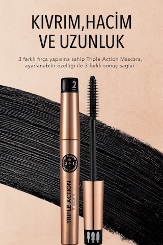 Flormar Triple Action Ayarlanabilen Fırçalı Maskara 001 (Siyah)
