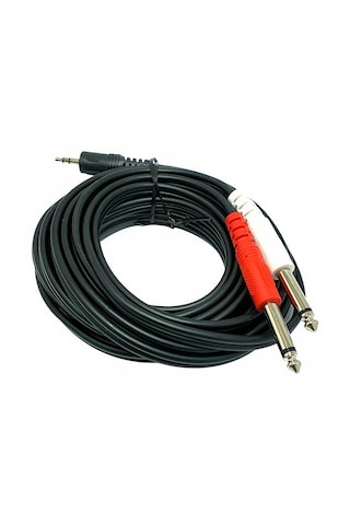 5 Metre 3.5mm Stereo Erkek To 2x6.3mm Mono Erkek Ses Kablosu