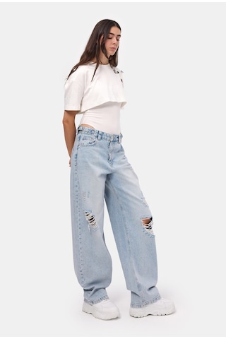 it's basic Kadın Ice Lotus 12s6-3 Süper Baggy Fit Denim Jean Ice Kot