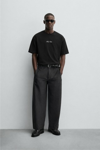 Modivibe Erkek Baskılı Oversize T-shirt Kalın Dokulu %100 Pamuk Geniş Kesim Siyahdesing
