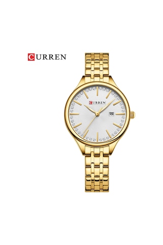 Skycity Curren Kadın Kol Saati 9099: Zaman Ve Takvim Gösterimi, Gümüş Kasa Mavi Gösterge, Çelik Kordon, Günlük Kullanıma Uygun Siyah