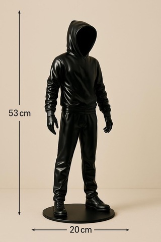 Cajuart Büyük Boy Siyah Holigan Kapüşonlu Gölge Adam Biblo Dekor 1 Adet