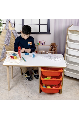 3 Çekmeceli Oyun, Aktivite, Etkinlik Masası, Beyaz-beyaz, Mdf Beyaz