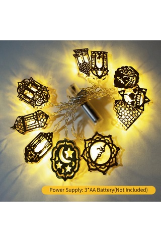 Tenfowee 2022 Yeni 1.6m 10 Led Isıklı Demir Saray Ramazan Bayramı Dekorasyon Işık Zinciri - Sıcak Işık, Sürekli Açık, 3xaa Pil Gerekli Pil Dahil Değil Ilık Beyaz