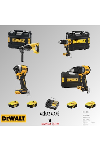 Dewalt DCH133NT + DCD805NT + DCF850N + DCD800NT 4 Adet 5 Amper Akü + Şarj Aleti Set