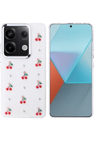 Zore Redmi Note 13 Pro 4g Kılıf Airbag Tasarımlı Simli Şeffaf Msra Kutup Kapak - Kiraz Kiraz