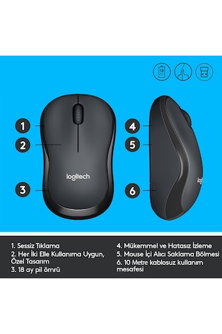 Logitech M221 Sessiz Kablosuz Optik Mouse