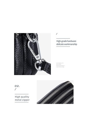 Skycity Kadınlar İçin Gerçek Deri Çapraz Çanta - 3 Fermuarlı, Küçük Ve Şık Telefon Çantası, Hediye Seçeneği Gümüş