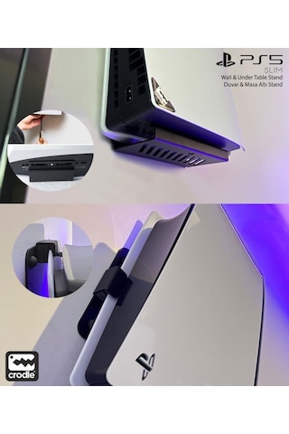 Playstation 5 Slim Duvar Standı Yerden Tasarruf Rahat Hava Akışı Gaming Aksesuar Konsol Tutacağı