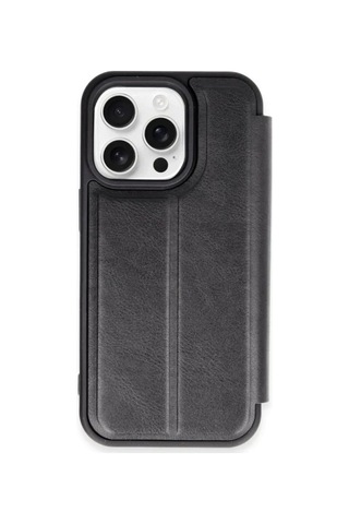 Mey İthalat Apple, Uyumlu iPhone 15 Pro Max Kılıf Flip Cover - Siyah