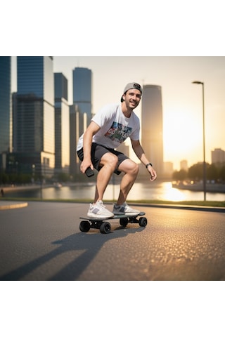 Elektrikli Kaykay H2s-1 Şehir İçi Ulaşım Aracı, Scooter Alternatifi, 20 Km/h, 8 Km Menzil, Hafif 3.7 Kg Siyah