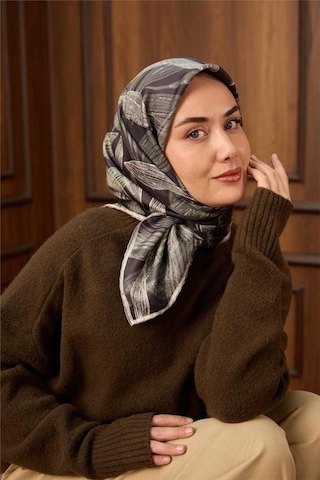 Silk Home Tivil Saf İpek 11488 - 38 Füme Yeşil Yaprak Desen Füme