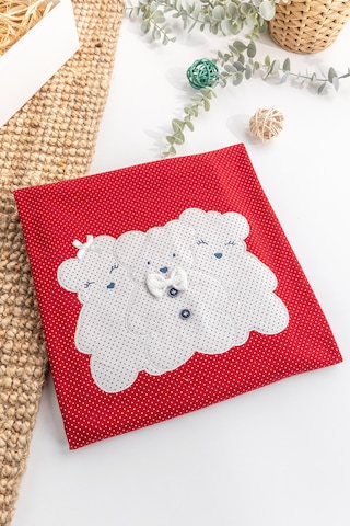 Ayıcık İşlemeli Puantiyeli Çift Katlı Kız/erkek Bebek Battaniye Kırmızı