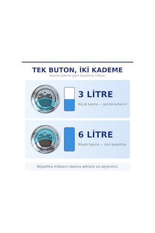 Lexroo Rezervuar İç Takımı Çift Kademeli 3/6 L Krom Butonlu Alttan Su Girişli Sessiz Dolum Valfli Standart