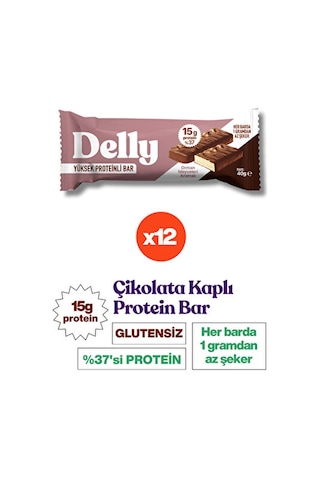 Delly Orman Meyveleri Aromalı Çikolata Kaplı Yüksek Protein Bar 12 x 40 G
