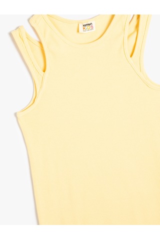 Koton Mini Elbise Pencere Detaylı Ribanalı Pamuklu Sarı 4skg80139ak Sarı