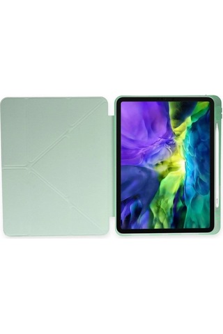 Mey İthalat Apple Uyumlu iPad Pro 11 2024 Kılıf Kalemlikli Mars Tablet Kılıfı - Açık Yeşil Arka Kapak
