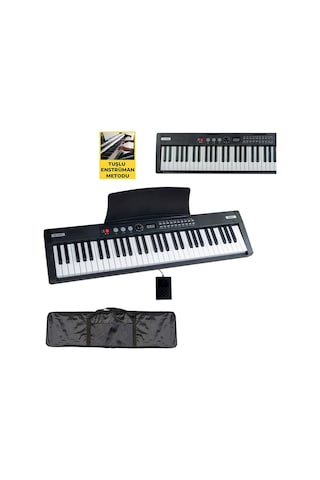 Midex PS4000BK Tuş Hassasiyetli 61 Tuşlu Org Bluetooth USB Midi (Sustain Pedalı Çanta)