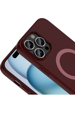 Apple iPhone Uyumlu 14 Pro Max Kılıf M-safe Şarj Özellikli Zore Aris Silikon Kapak - Mürdüm