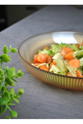 1 Adet 25 Cm Cam Amber Salata Kasesi Salata Tabağı Kase Oranj Amber