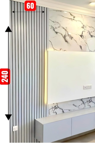 Gümüş Gri Akustik Duvar Paneli 60x240 Ahşap Duvar Paneli 1