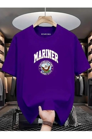 Marıner Unıted States Mıamı Cıty Baskılı Oversize Tişört Mor
