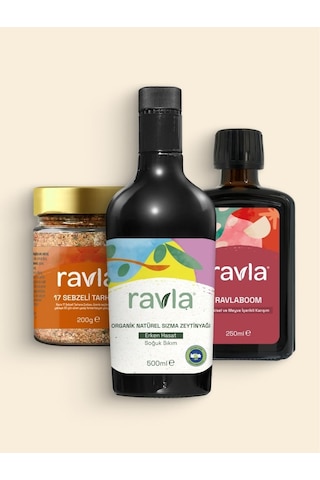 Ravla Organik Zeytinyağı 500 ML + Ravla 17 Sebzeli Tarhana 200 G + Ravla Boom Karışım 250 ML Yüksek Polifenol Serisi