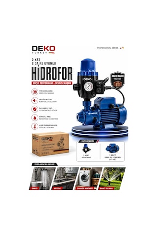 Deko Dkqbset600 0.5 Hp Otomatik Hidrofor Seti 2 Kat 2 Daire Uyumlu Hidromatlı Su Pompası Bakır