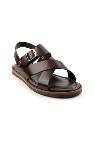 Kahve Hakiki Deri Erkek Sandalet E05433071014