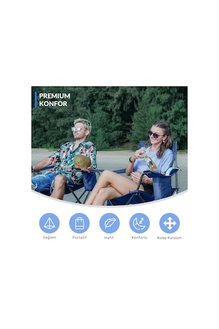 Kingcamp Lotus Xl Cool Ice Ultra Konforlu & Takviyeli Kamp Sandalyesi Blue Mavi