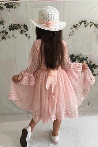 Mnk Baby & Kids Krem Şapkalı Dantelli Kız Çocuk Elbise 001