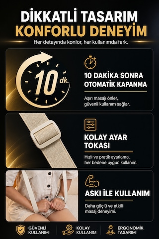 Boyun Ve Omuz Masaj Aleti Isıtmalı Derin Doku Masaj Cihazı 6 Masaj Başlıklı Ergonomik Tasarım Bej