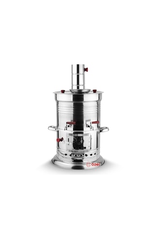 Çift Musluklu Odunlu Kömürlü Çay Semaveri Odunlu Kömürlü Paslanmaz Semaver 5 Litre