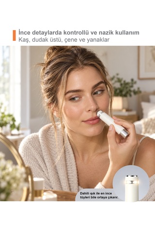Touchbeauty Tb2456 Çift Başlıklı, Mini Yüz Tüy Alma Makinesi Pilli, Temizleme Fırçası, Seyahat Boy, Kablosuz Kullanım