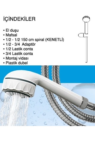 Welldone Prestij Mafsallı Duş Seti Beyaz